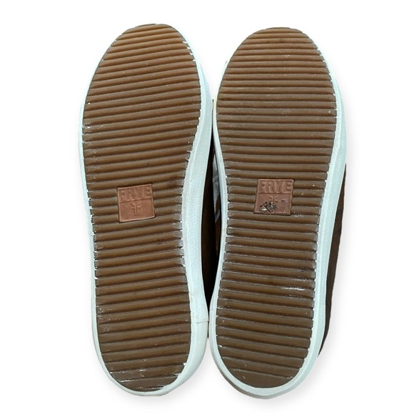 Frye Dylan Vintage Distressed Leather Brown Cream Sneakers Size 6.5 - Picture 11 of 12